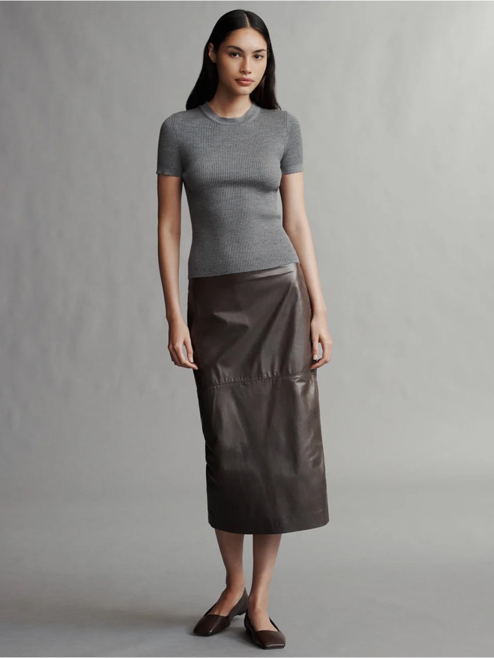 NWT $1395 TWP Lola Lambskin Midi Skirt